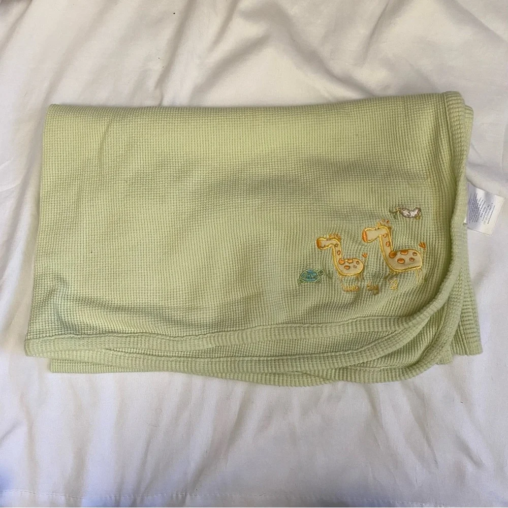 Koala Baby Green Yellow Giraffe Safari Blanket Thermal Waffle Weave Lovey